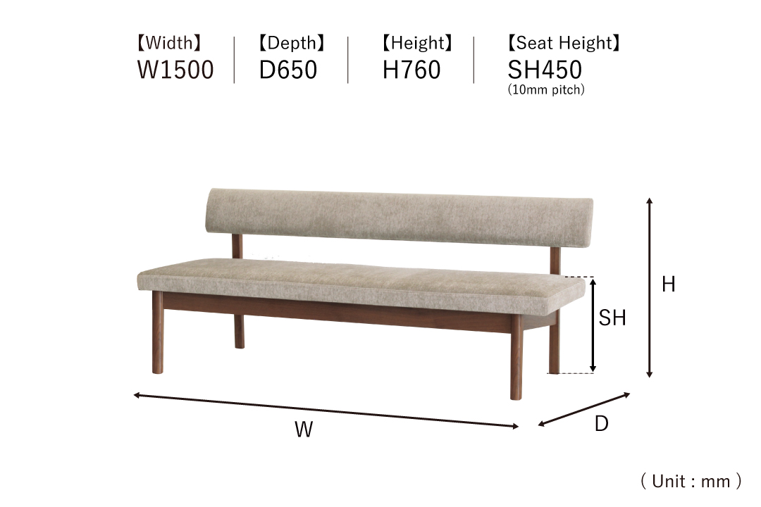 size of DINING SOFA KC504-5S