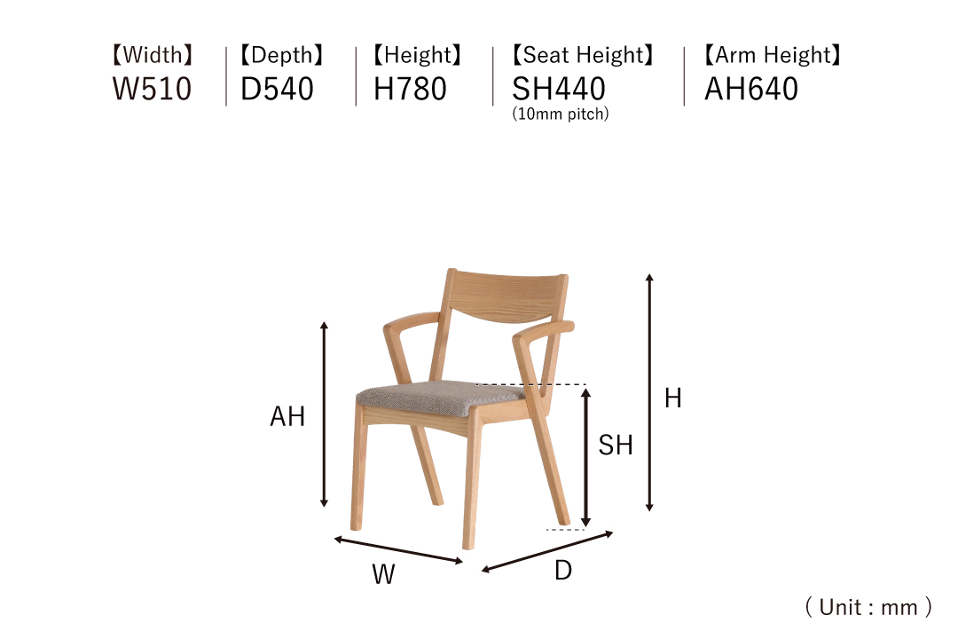 size of CHAIR DC315-1W