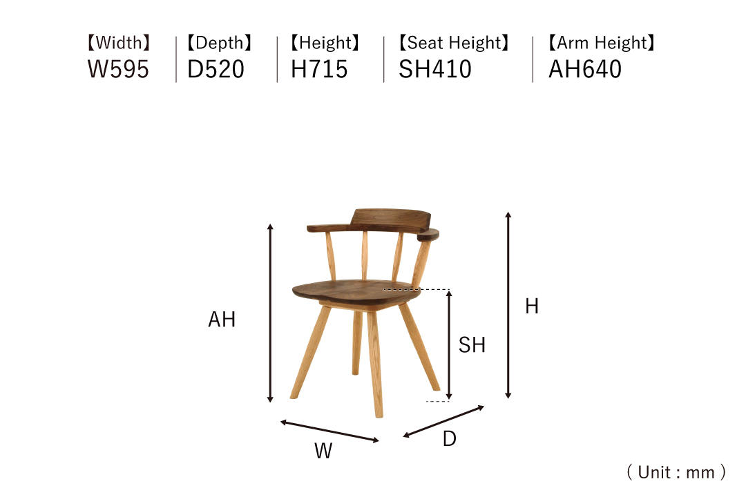 size of CHAIR DC341-0W