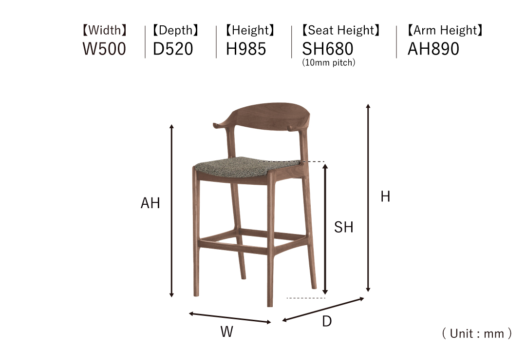 size of CHAIR DC354-CW