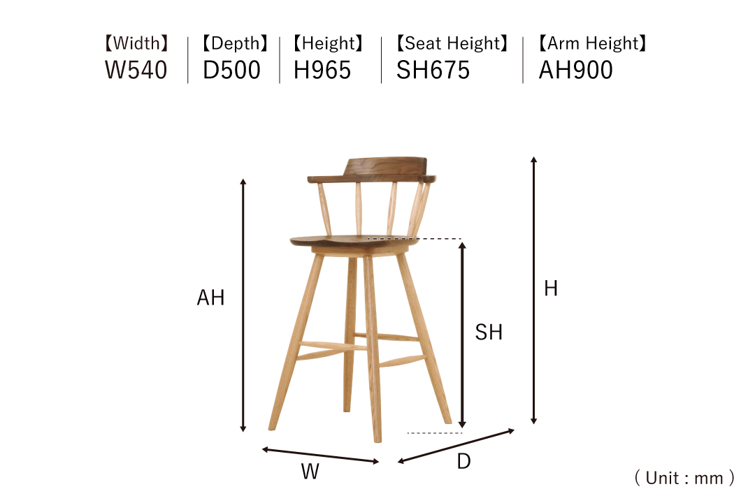size of CHAIR DC371-0W