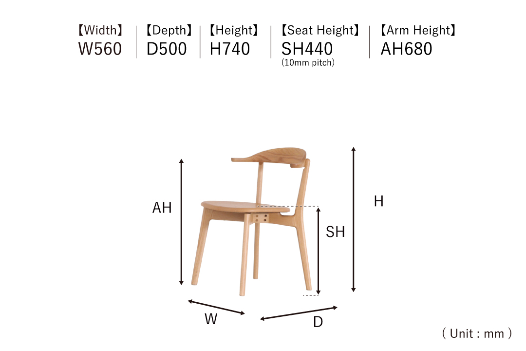 size of CHAIR DC372-1W
