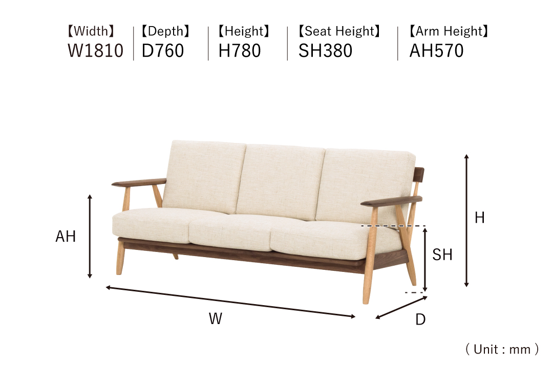 size of SOFA LC030-3P