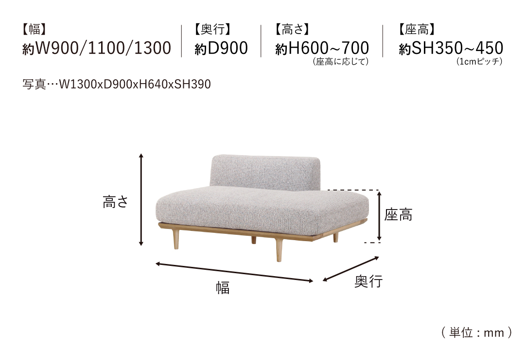 SOFA LC039-ER090のサイズ