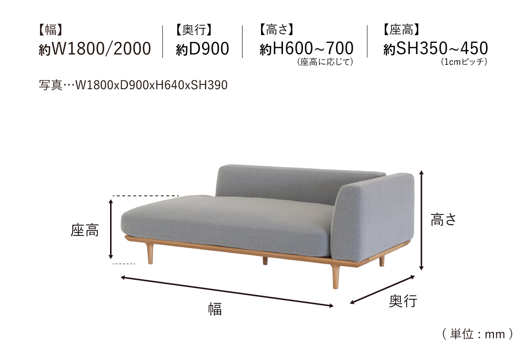 SOFA LC060-CEL180のサイズ