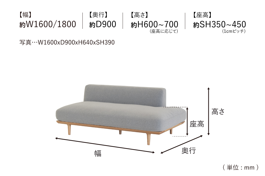 SOFA LC060-ER160のサイズ