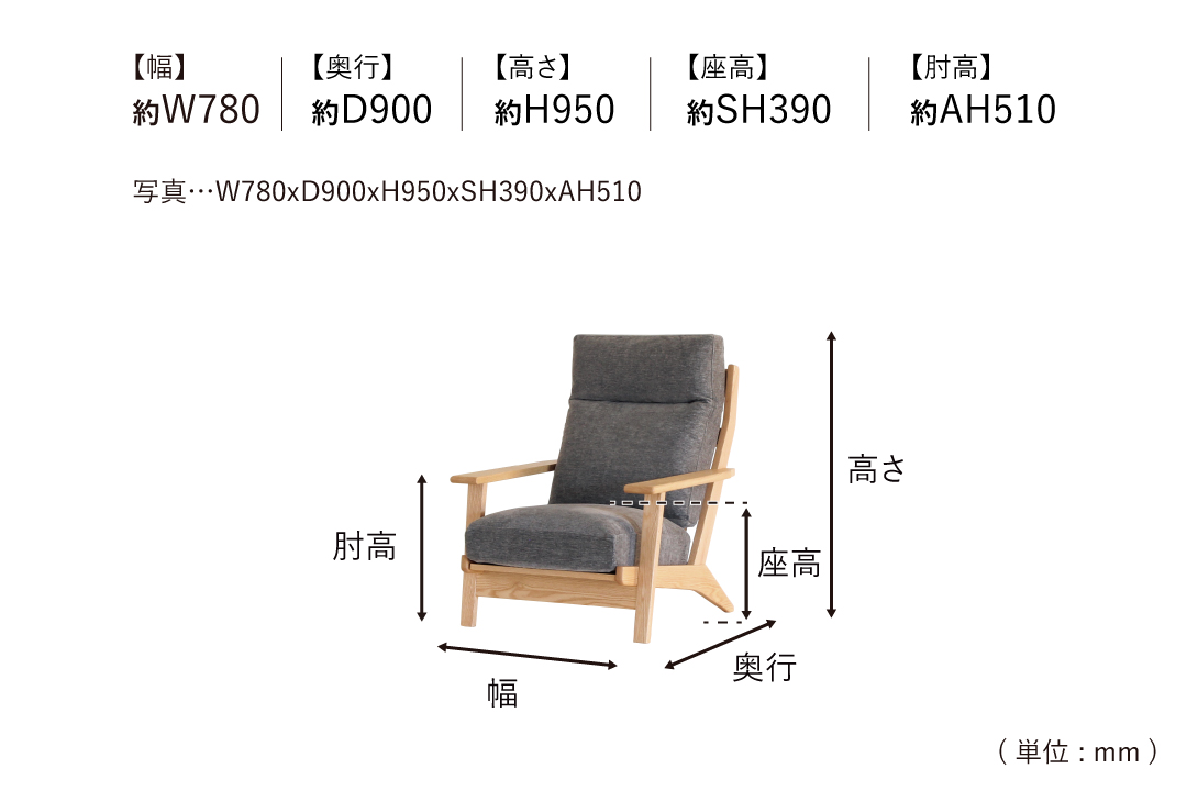 SOFA LC077-1Jのサイズ